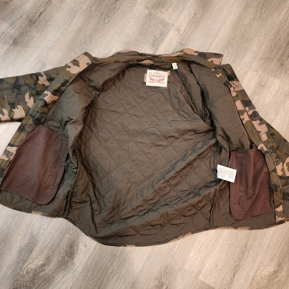 Levi's Men's M Camo Quilted Shirt Jacket Trucker Diamond Stitch‎ Zip Shacket - Picture 11 of 16